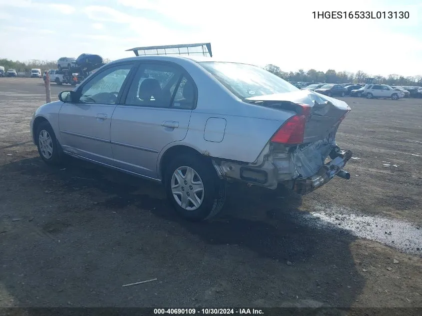 2003 Honda Civic Lx VIN: 1HGES16533L013130 Lot: 40690109