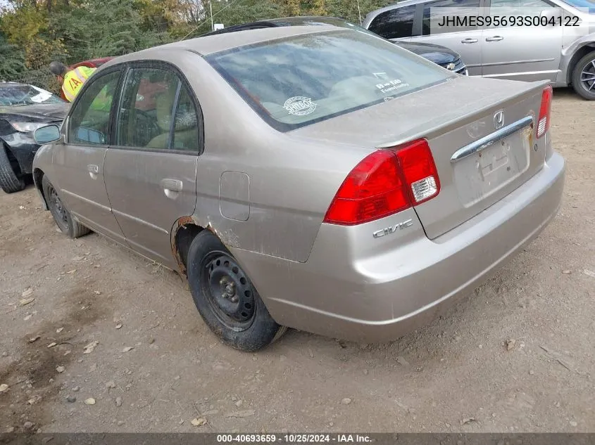 2003 Honda Civic Hybrid VIN: JHMES95693S004122 Lot: 40693659