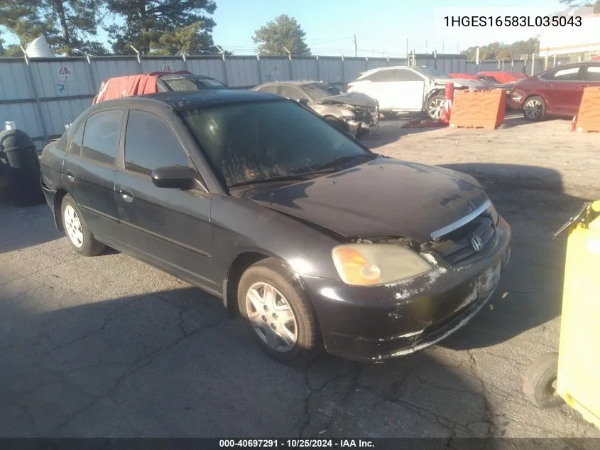 1HGES16583L035043 2003 Honda Civic Lx