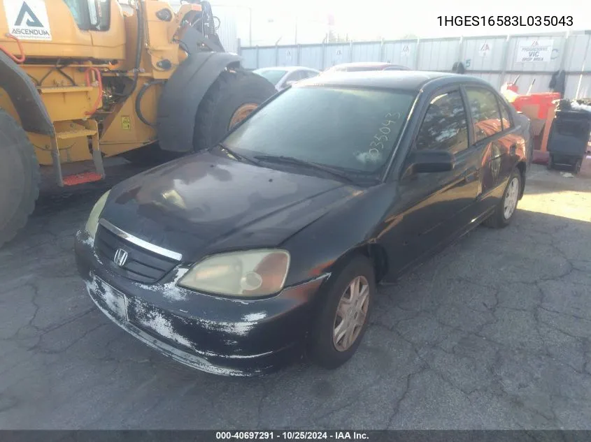 1HGES16583L035043 2003 Honda Civic Lx