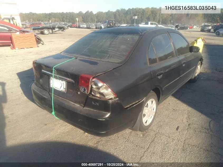 1HGES16583L035043 2003 Honda Civic Lx