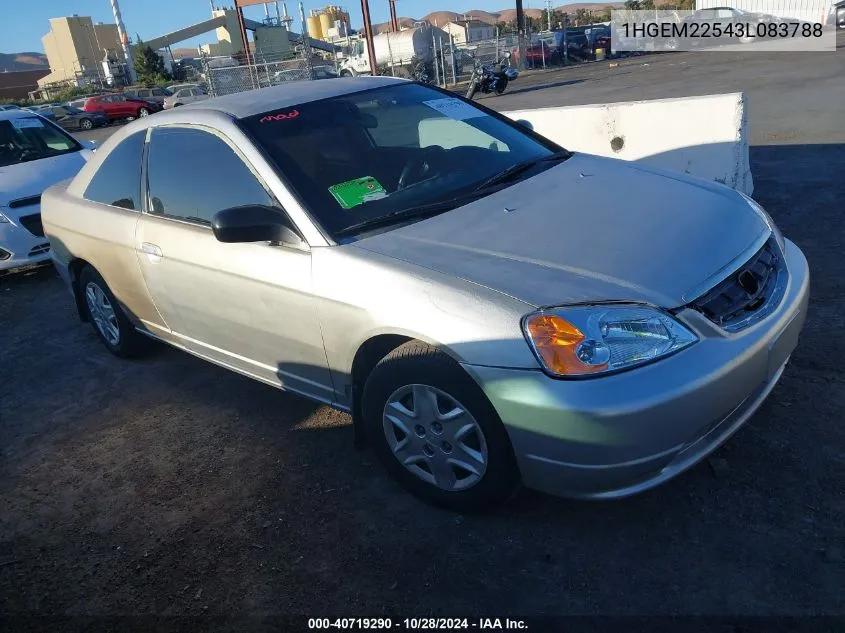 2003 Honda Civic Lx VIN: 1HGEM22543L083788 Lot: 40719290