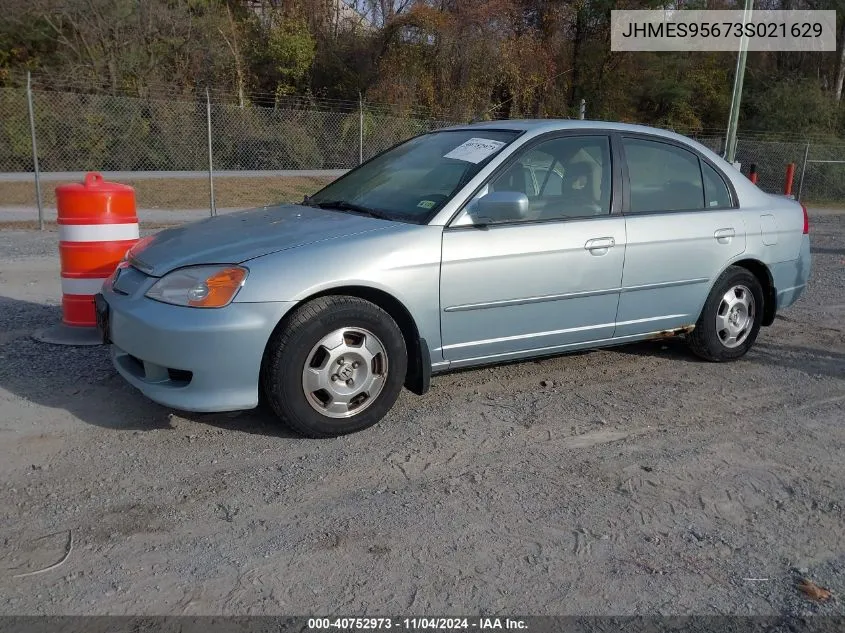 2003 Honda Civic Hybrid VIN: JHMES95673S021629 Lot: 40752973