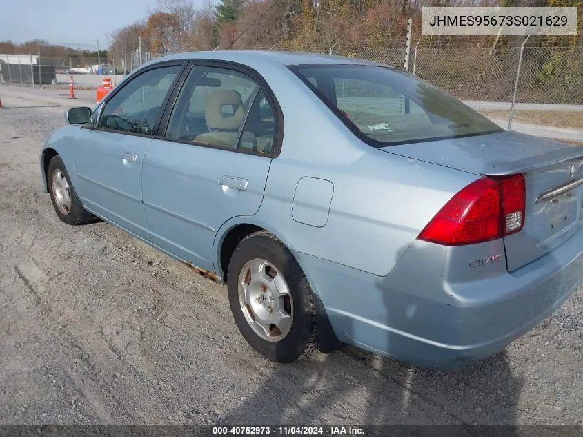 2003 Honda Civic Hybrid VIN: JHMES95673S021629 Lot: 40752973