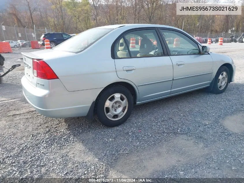 2003 Honda Civic Hybrid VIN: JHMES95673S021629 Lot: 40752973