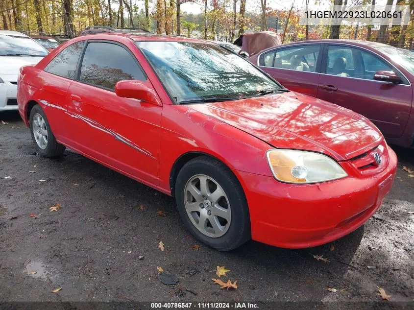 2003 Honda Civic Ex VIN: 1HGEM22923L020661 Lot: 40786547