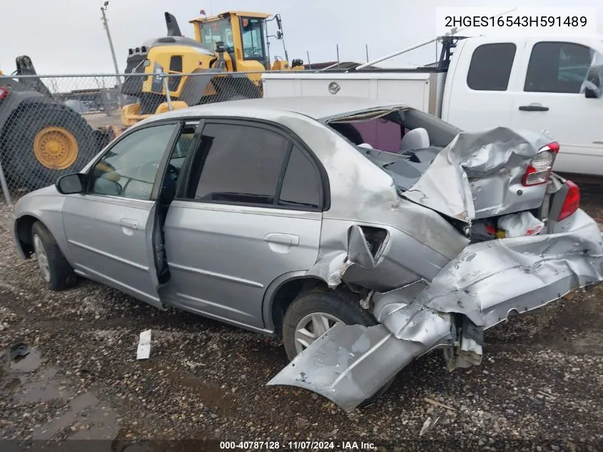 2003 Honda Civic Lx VIN: 2HGES16543H591489 Lot: 40787128