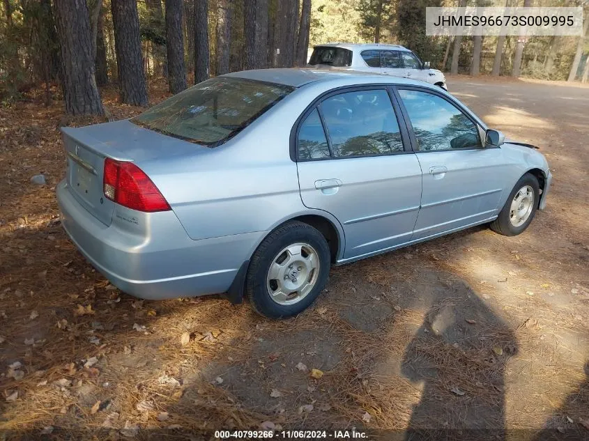 2003 Honda Civic Hybrid VIN: JHMES96673S009995 Lot: 40799266