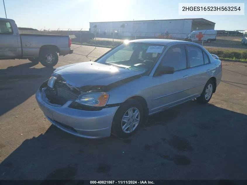 2003 Honda Civic Lx VIN: 2HGES16523H563254 Lot: 40821867