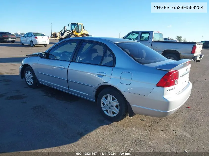 2003 Honda Civic Lx VIN: 2HGES16523H563254 Lot: 40821867