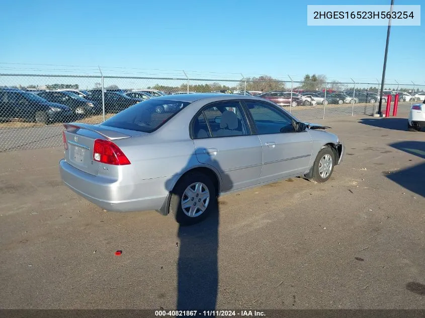 2003 Honda Civic Lx VIN: 2HGES16523H563254 Lot: 40821867