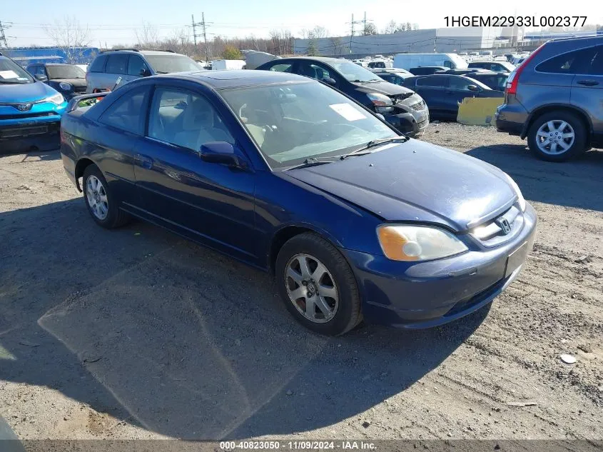 2003 Honda Civic Ex VIN: 1HGEM22933L002377 Lot: 40823050