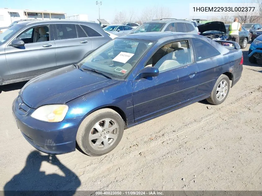 2003 Honda Civic Ex VIN: 1HGEM22933L002377 Lot: 40823050