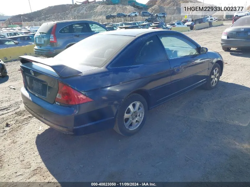 2003 Honda Civic Ex VIN: 1HGEM22933L002377 Lot: 40823050