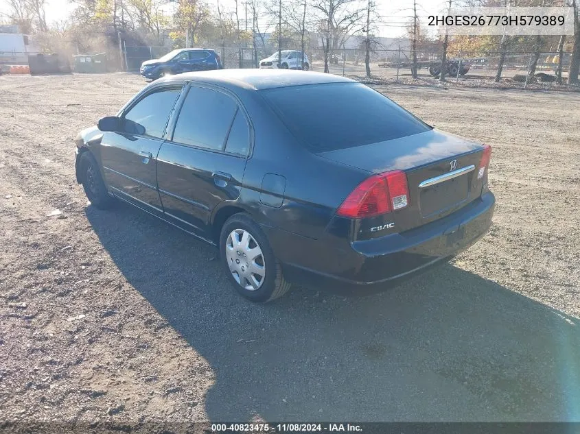 2003 Honda Civic Ex VIN: 2HGES26773H579389 Lot: 40823475