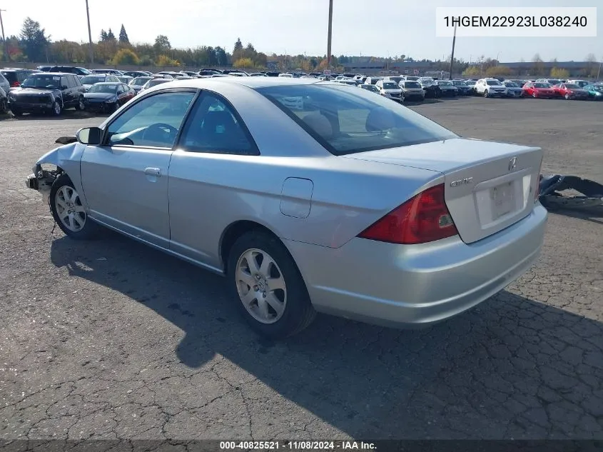 2003 Honda Civic Ex VIN: 1HGEM22923L038240 Lot: 40825521