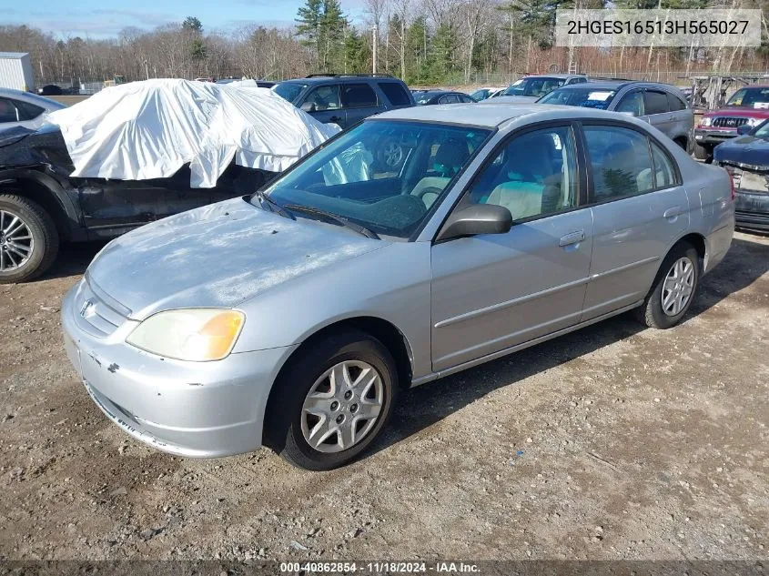 2003 Honda Civic Lx VIN: 2HGES16513H565027 Lot: 40862854