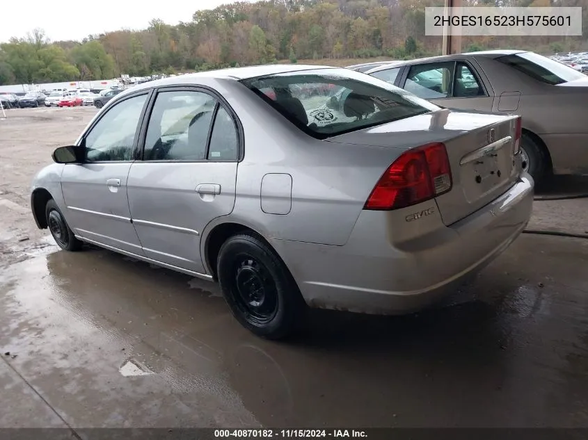 2003 Honda Civic Lx VIN: 2HGES16523H575601 Lot: 40870182