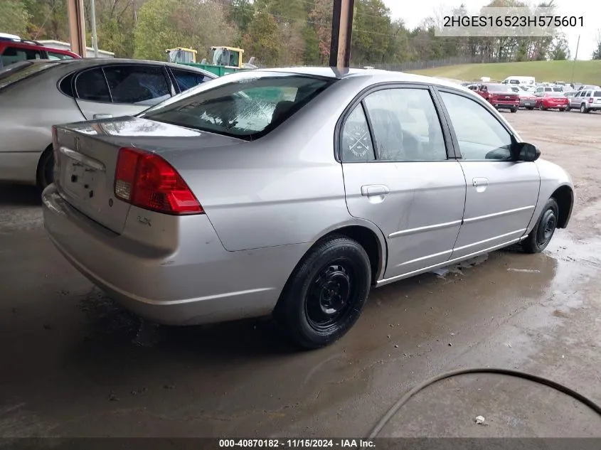 2003 Honda Civic Lx VIN: 2HGES16523H575601 Lot: 40870182