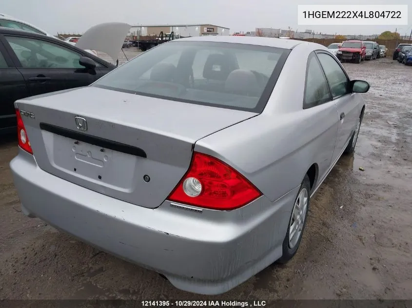 2004 Honda Civic VIN: 1HGEM222X4L804722 Lot: 12141395