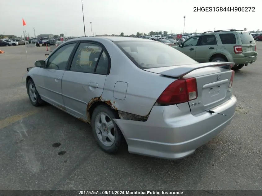 2004 Honda Civic Si VIN: 2HGES15844H906272 Lot: 20175757