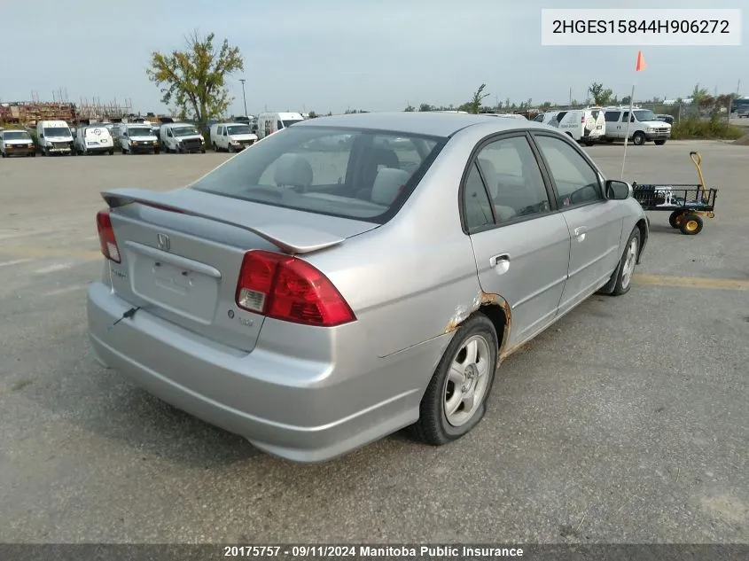 2004 Honda Civic Si VIN: 2HGES15844H906272 Lot: 20175757