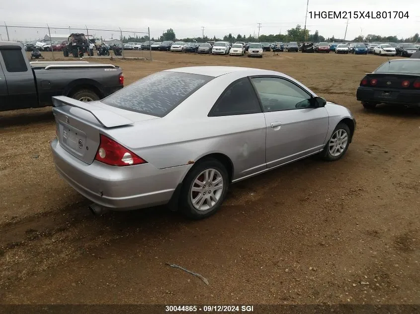 2004 Honda Civic Lx VIN: 1HGEM215X4L801704 Lot: 30044865