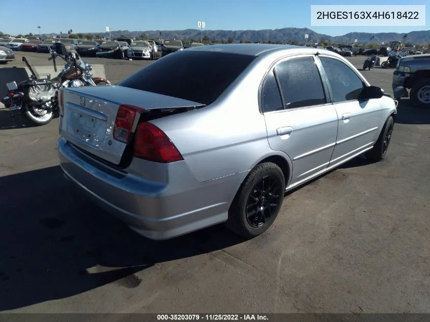 2HGES163X4H618422 2004 Honda Civic Vp