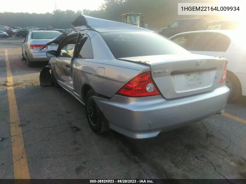 2004 Honda Civic Vp VIN: 1HGEM22164L009934 Lot: 36974973