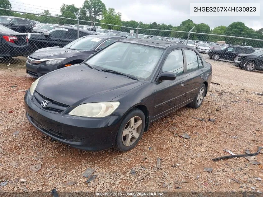 2004 Honda Civic Ex VIN: 2HGES267X4H630823 Lot: 39312815