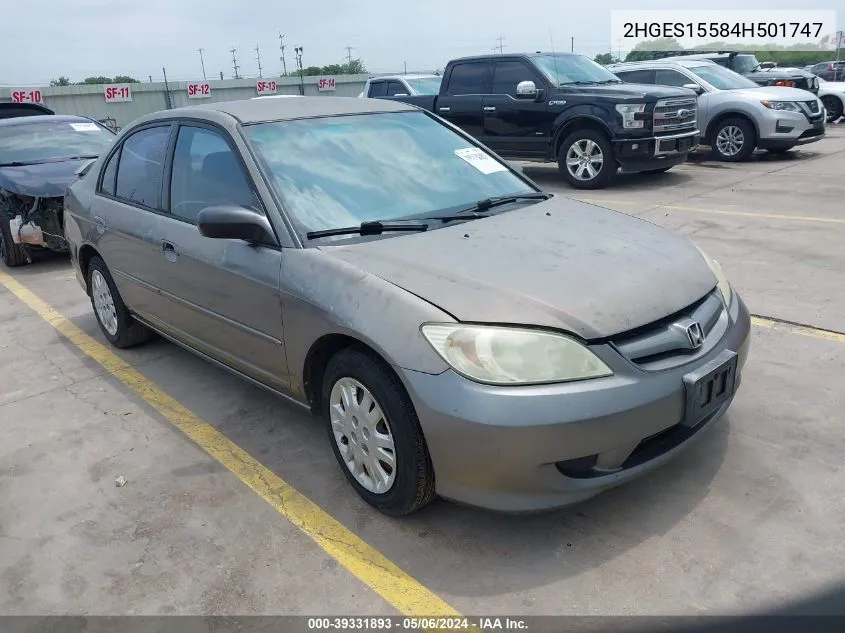 2004 Honda Civic Lx VIN: 2HGES15584H501747 Lot: 39331893