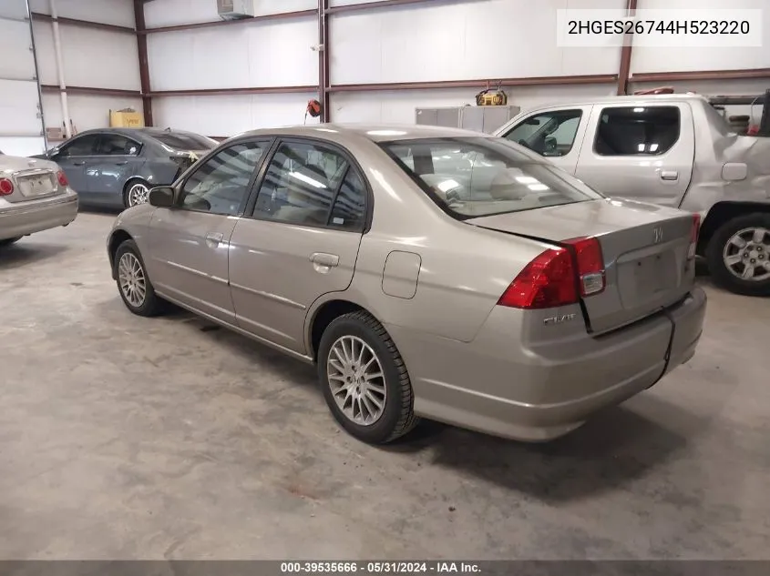 2004 Honda Civic Ex VIN: 2HGES26744H523220 Lot: 39535666