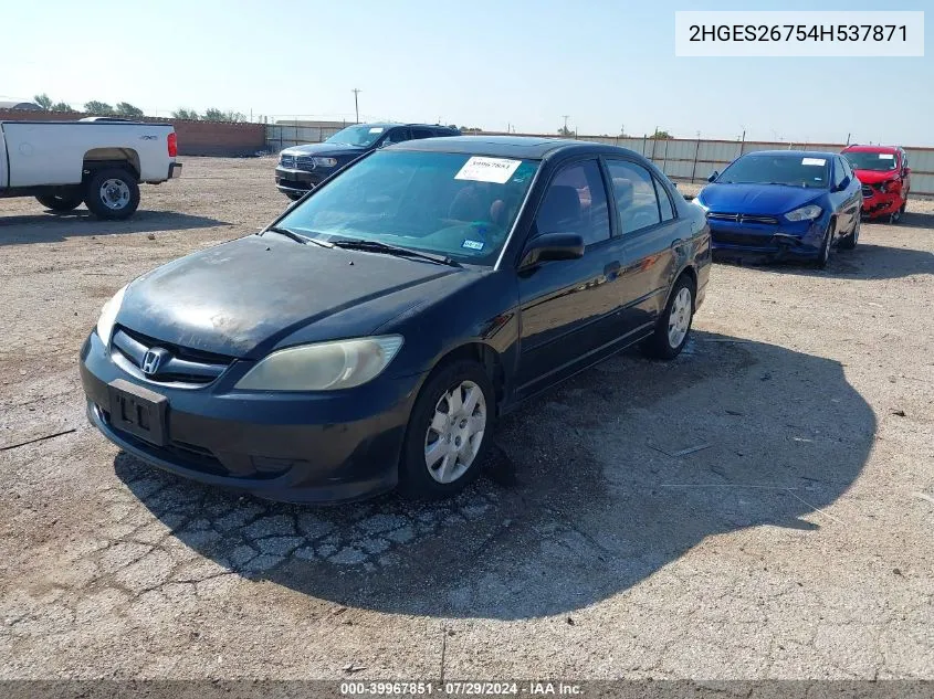 2004 Honda Civic Ex VIN: 2HGES26754H537871 Lot: 39967851