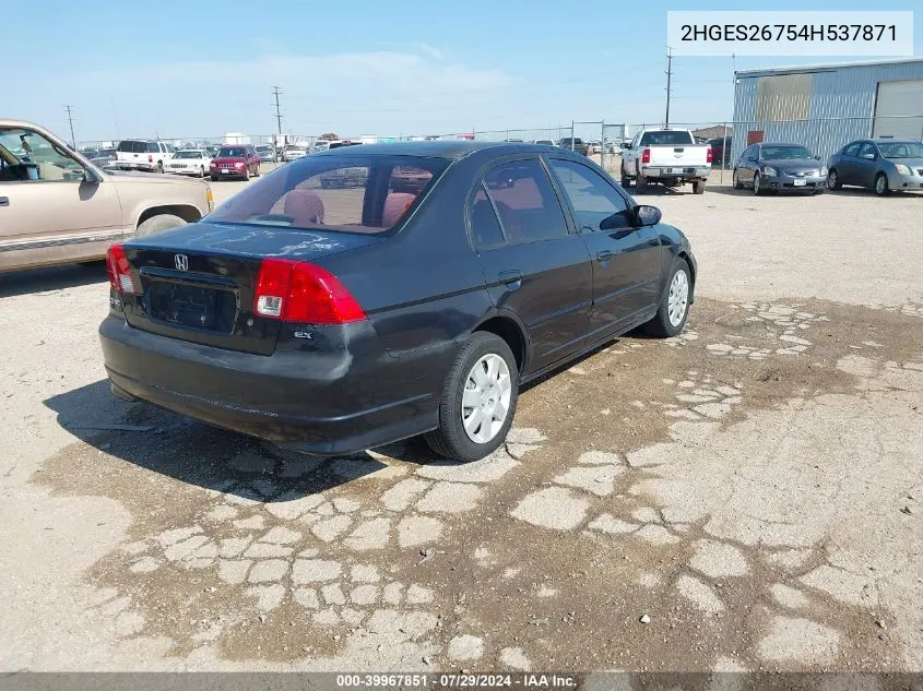 2004 Honda Civic Ex VIN: 2HGES26754H537871 Lot: 39967851