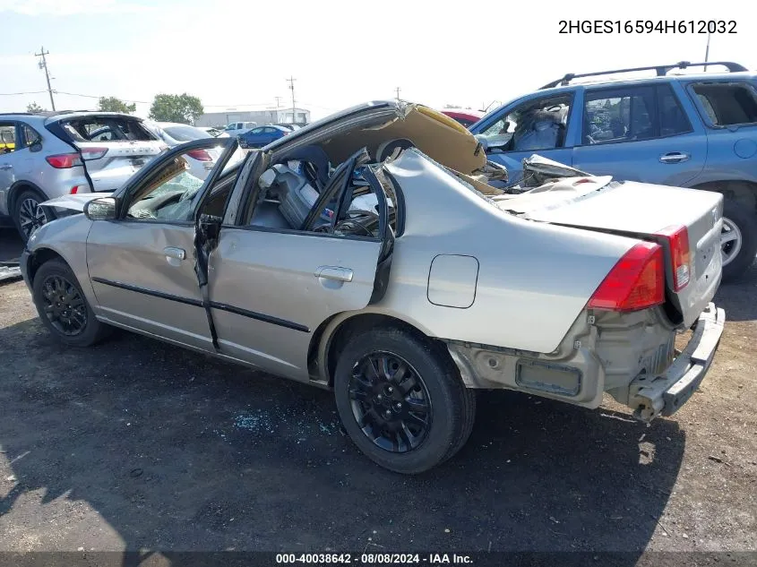 2HGES16594H612032 2004 Honda Civic Lx