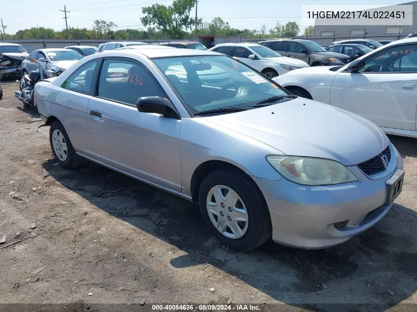 1HGEM22174L022451 2004 Honda Civic Vp