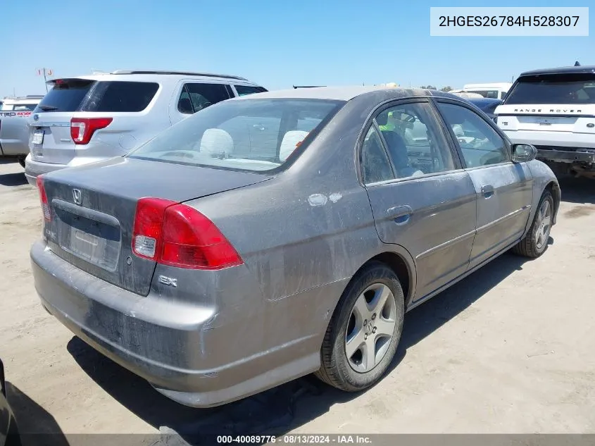 2004 Honda Civic Ex VIN: 2HGES26784H528307 Lot: 40089776