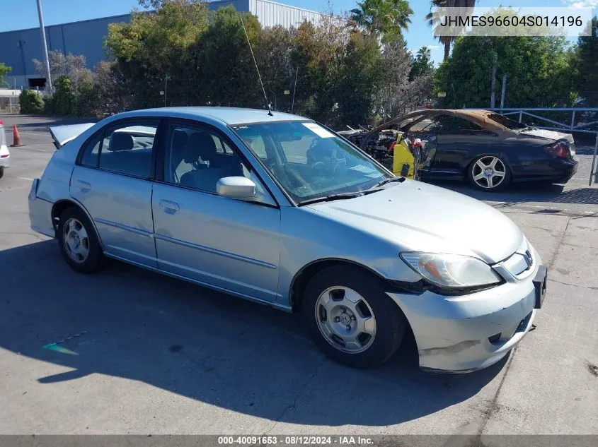 2004 Honda Civic Hybrid VIN: JHMES96604S014196 Lot: 40091653