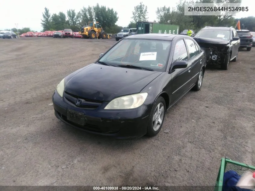 2004 Honda Civic Ex VIN: 2HGES26844H534985 Lot: 40109938