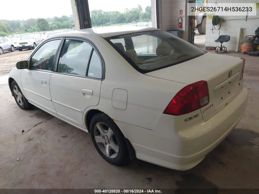 2004 Honda Civic Ex VIN: 2HGES26714H536233 Lot: 40128820