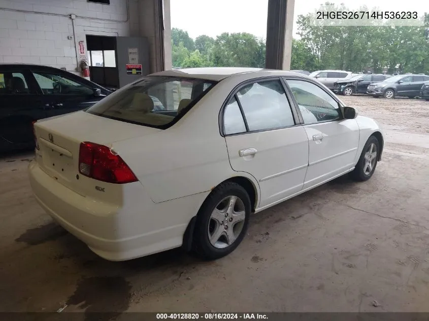 2004 Honda Civic Ex VIN: 2HGES26714H536233 Lot: 40128820