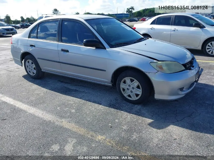 2004 Honda Civic Vp VIN: 1HGES16354L008124 Lot: 40129695