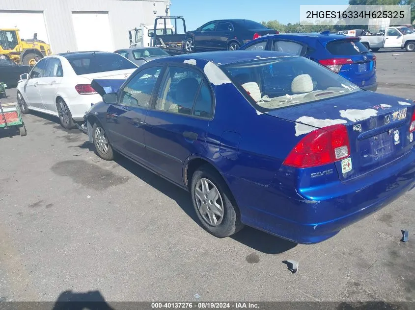 2004 Honda Civic Vp VIN: 2HGES16334H625325 Lot: 40137276