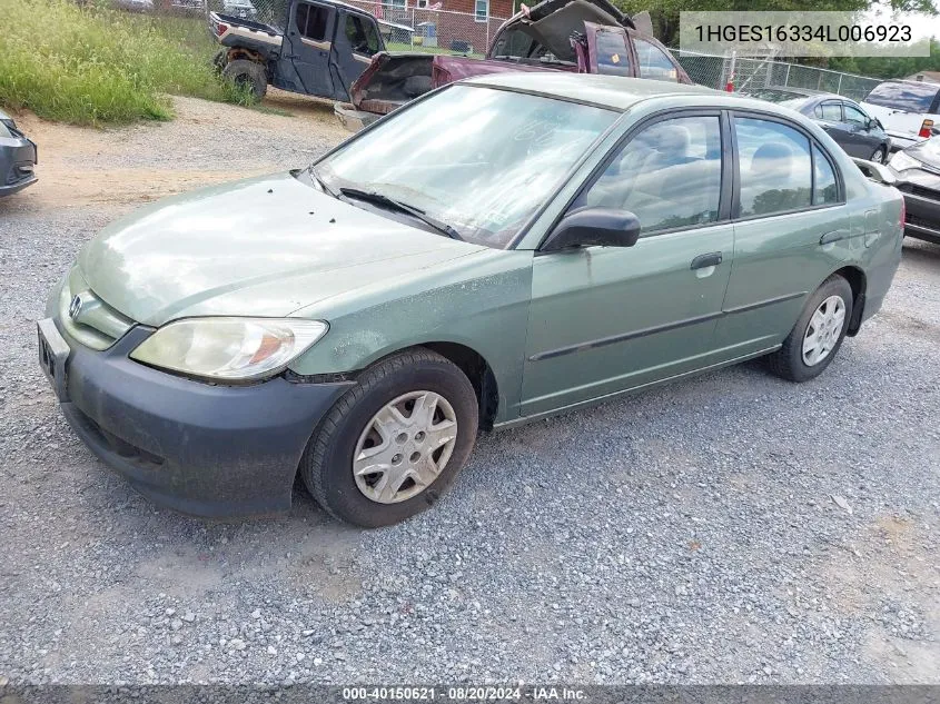 2004 Honda Civic Vp VIN: 1HGES16334L006923 Lot: 40150621