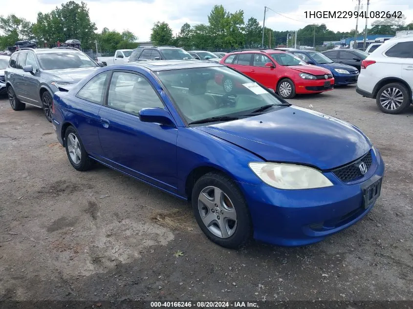 2004 Honda Civic Ex VIN: 1HGEM22994L082642 Lot: 40166246