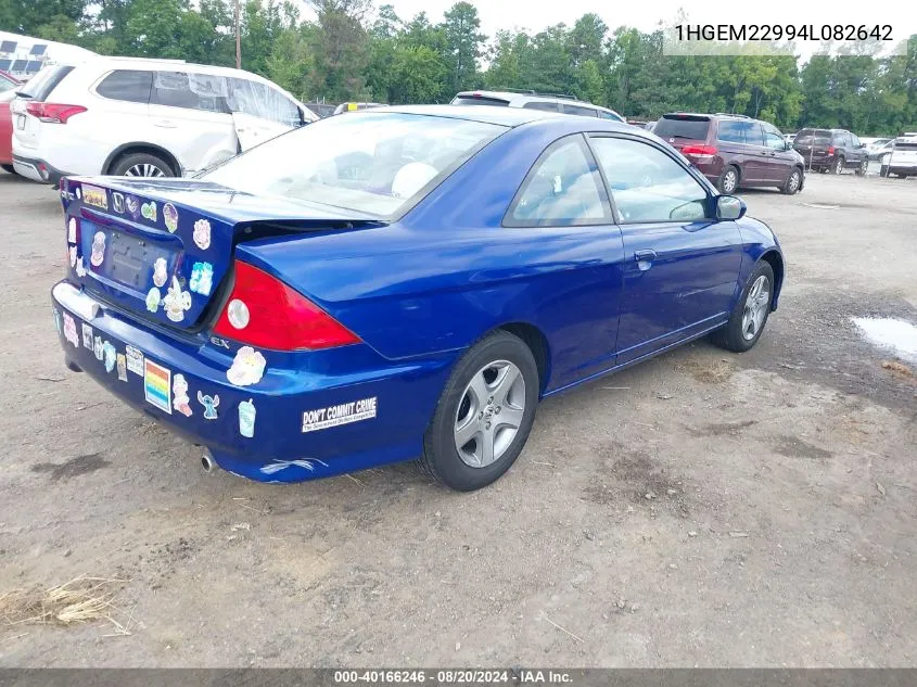 2004 Honda Civic Ex VIN: 1HGEM22994L082642 Lot: 40166246