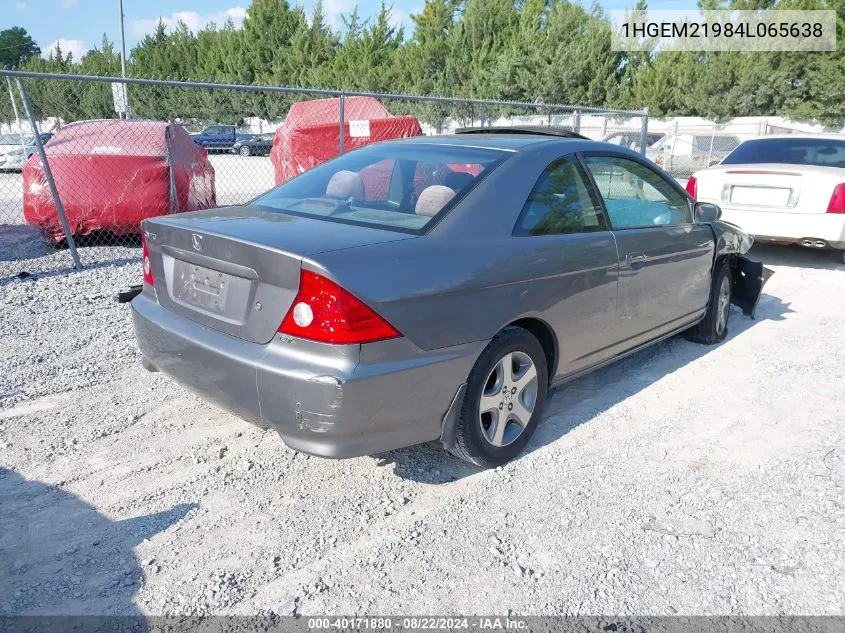 2004 Honda Civic Ex VIN: 1HGEM21984L065638 Lot: 40171880