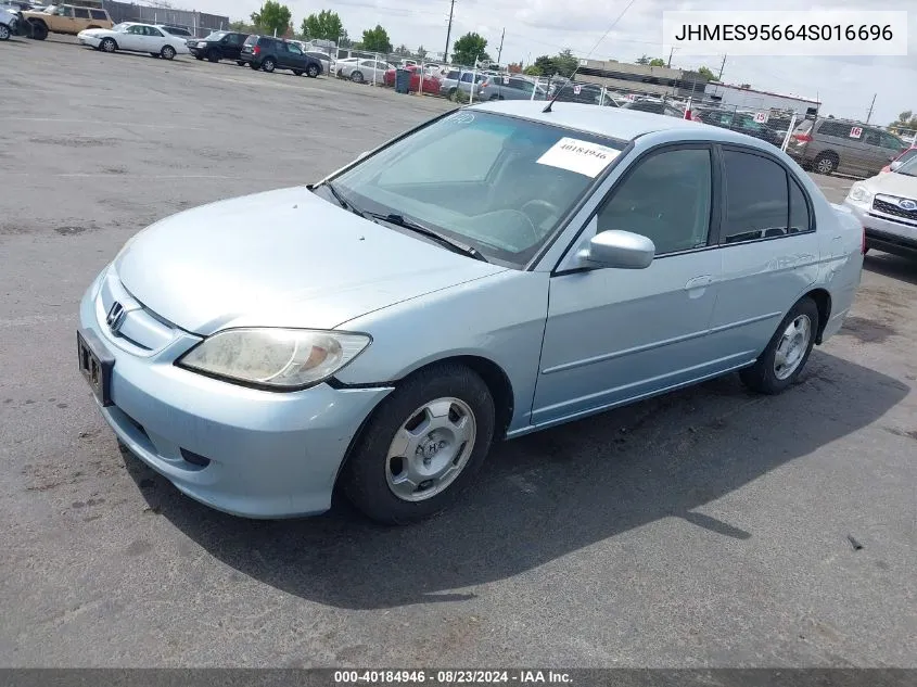 2004 Honda Civic Hybrid VIN: JHMES95664S016696 Lot: 40184946