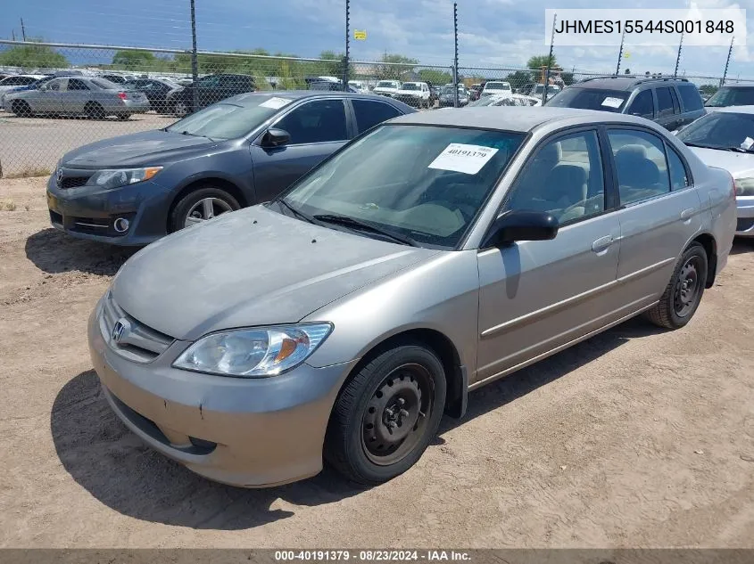 2004 Honda Civic Lx VIN: JHMES15544S001848 Lot: 40191379