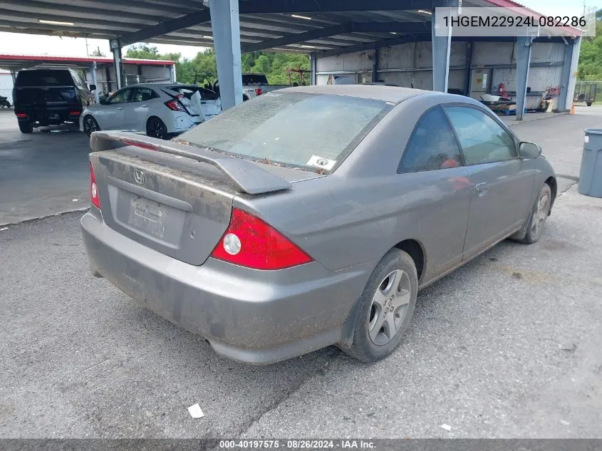 2004 Honda Civic Ex VIN: 1HGEM22924L082286 Lot: 40197575